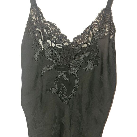 Vintage Natori Black Slip Chemise Nightgown Lingerie S/M - Picture 6 of 10